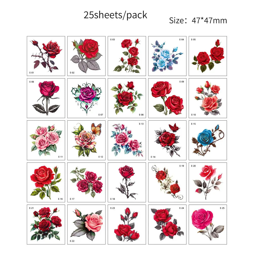 25pcs Cartoon Tattoo Stickers for Hand Face Makeup Unicorn Temporary Tattoo Stickers Cute Hand Tattoo Decoration
