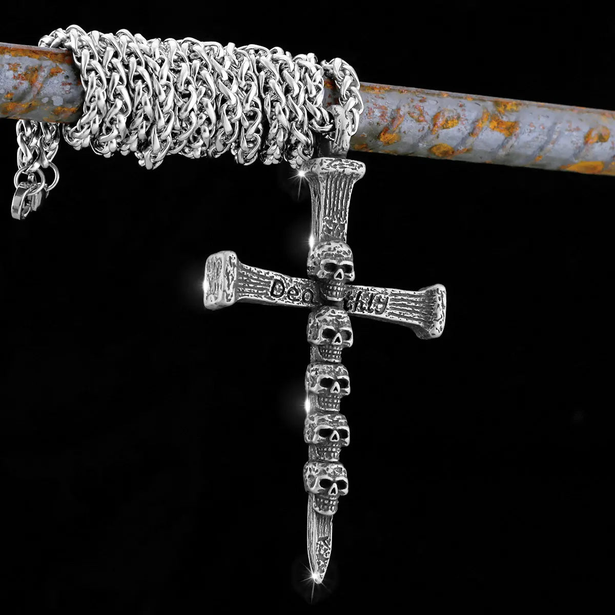 Hip Hop Fashion Stainless Steel Cross Skull Viking Necklace Nordic Religious Men's Odin Valknut Pendant Jewelry Necklace Star