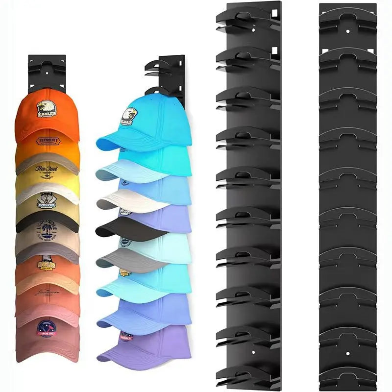 10-slot Wall-mounted Hat Rack,  Drilling Required, Hat Rack for Baseball Caps, Wardrobe Storage, Space-saving