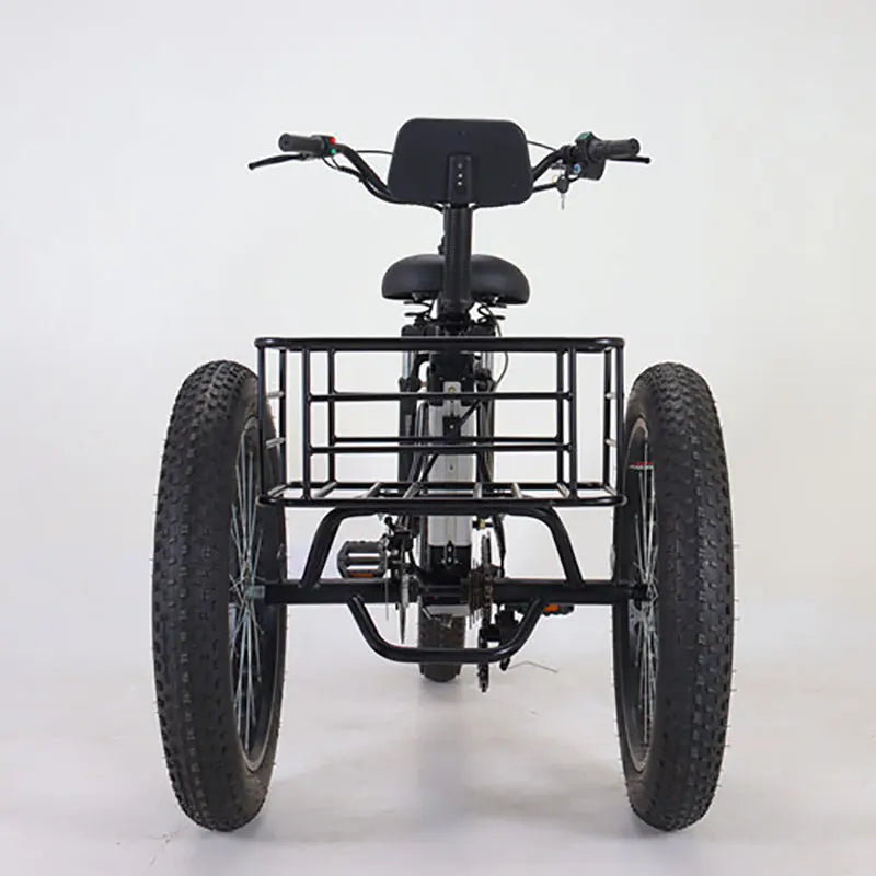 500W Big Power 20*4 Inch Fat Tire 3 Wheel Electric Tricycle With Rear Basket 3 Wheel Electric Cargo Bike Cargo Tricycle