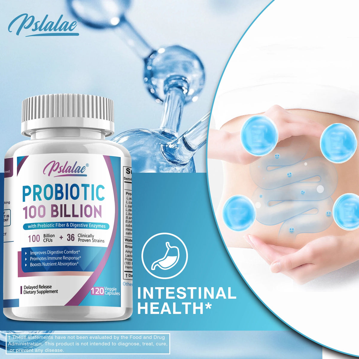 Probiotics 100 Billion - Help with Intestinal Health, Nutrient Digestion, Weight Management, Bloating Relief, Calorie Control