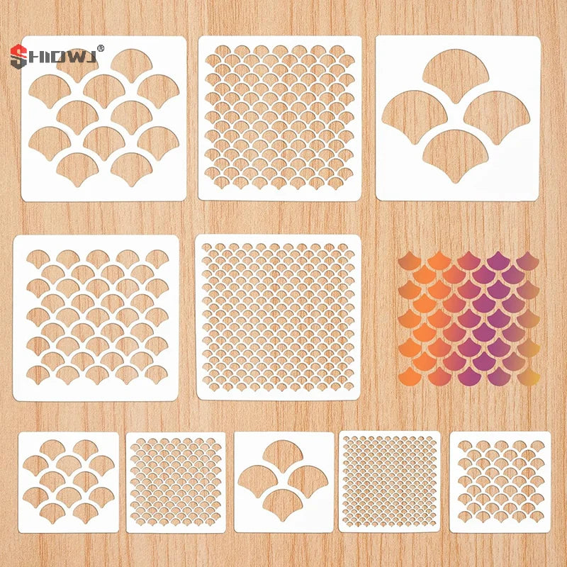 1Set Fish Scale Stencil Face Painting Templates To Draw Children Makeup Stencils Reusable Facial Drawing Stencil