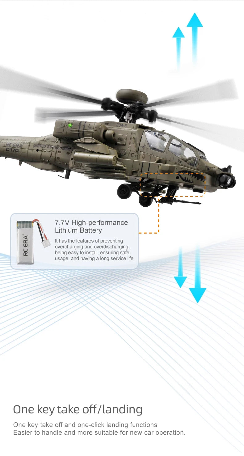 2026 New RC ERA C170 AH-64 Apache 1:48 Auto Stabilized Helicopter