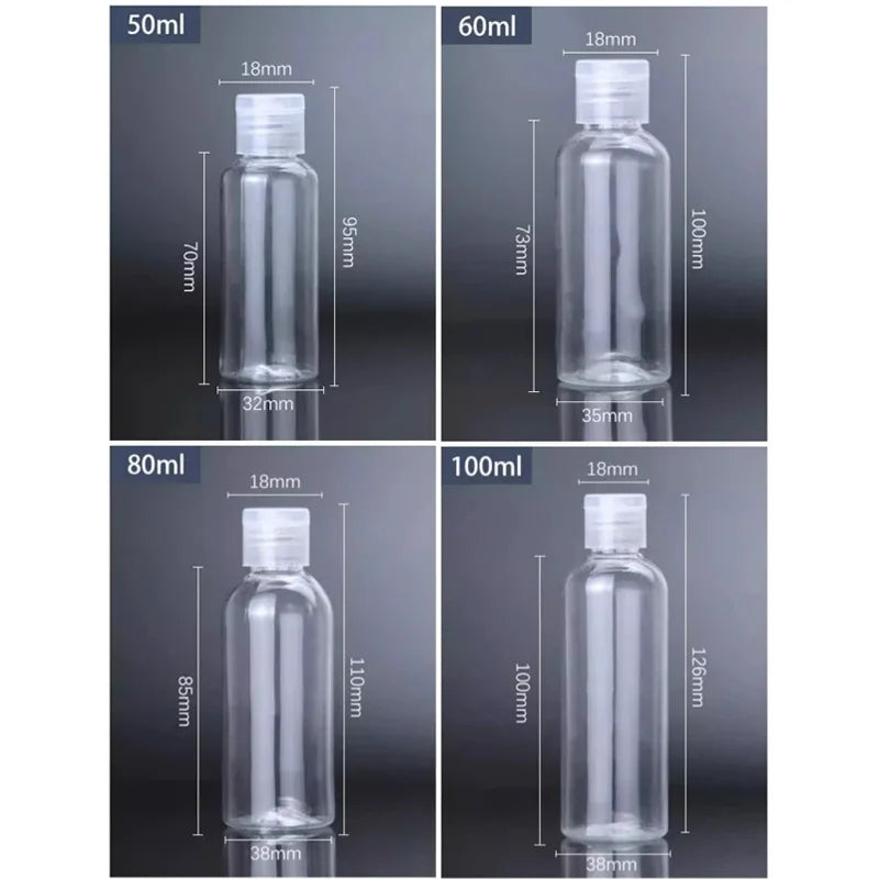 30pcs/lot 5-120ml Plastic Squeeze Bottle with Flip Cap PET Lotion Shampoo Bottle Empty Cosmetic Sample Container Travel