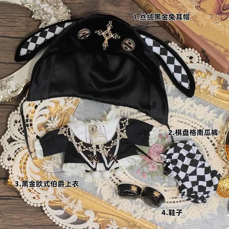 10cm Cotton Doll Clothes Witch Black Meow For The Monsters Labubu 1.0 2.0 3.0 Kawaii Cosplay Clothes Cool Christmas Doll Gift