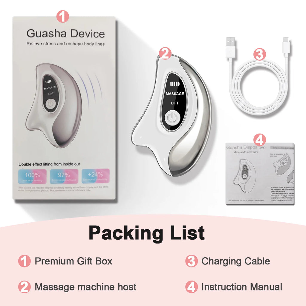 Electric Gua Sha Heated Device Red Blue Light Face Vibration Massager Scraping Board for Skin Rejuvenation Face Lifting Machine