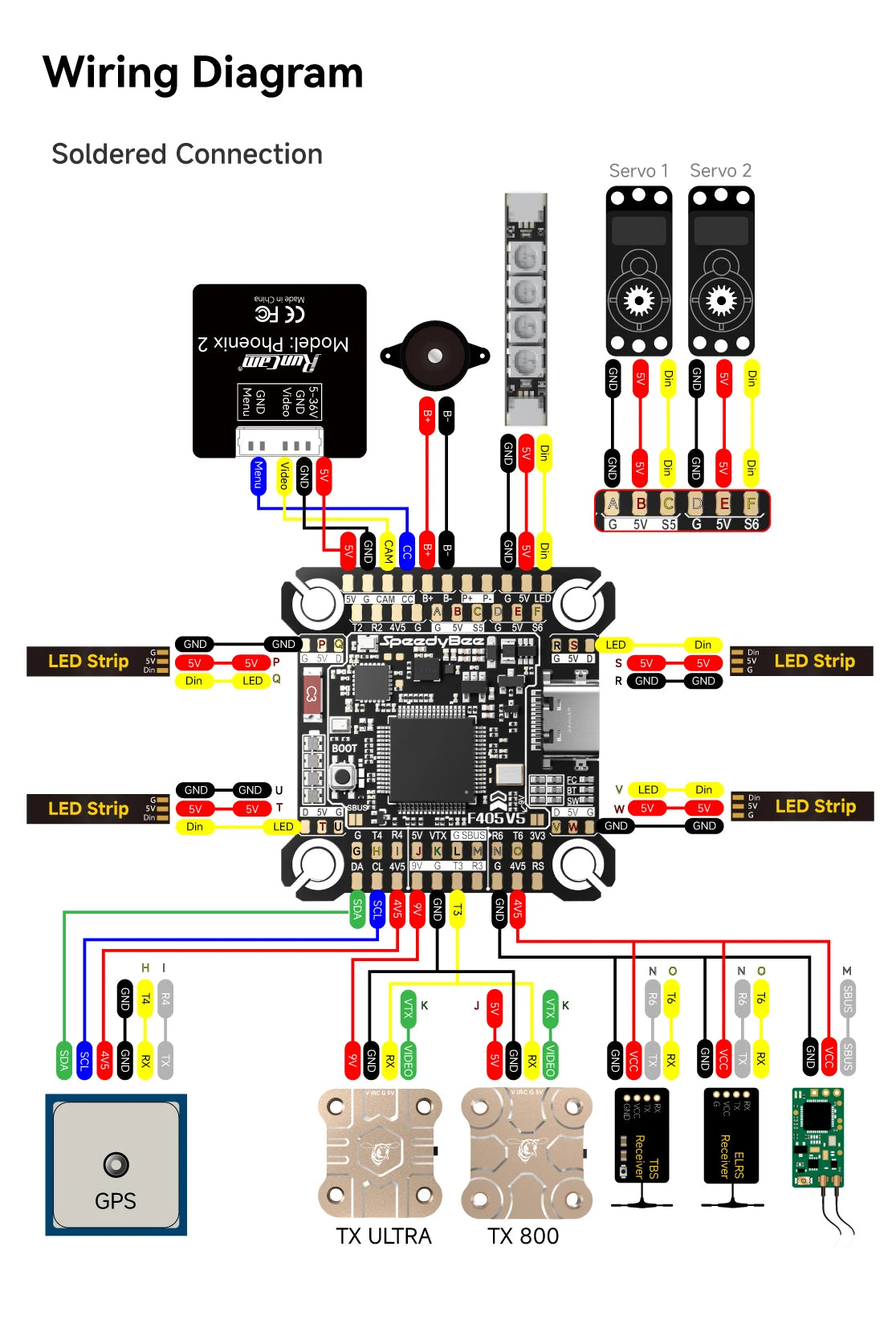 SpeedyBee F405 V5 55A Stack FC OX32 AM32 55A 4in1 ESC For FPV Racing Drones