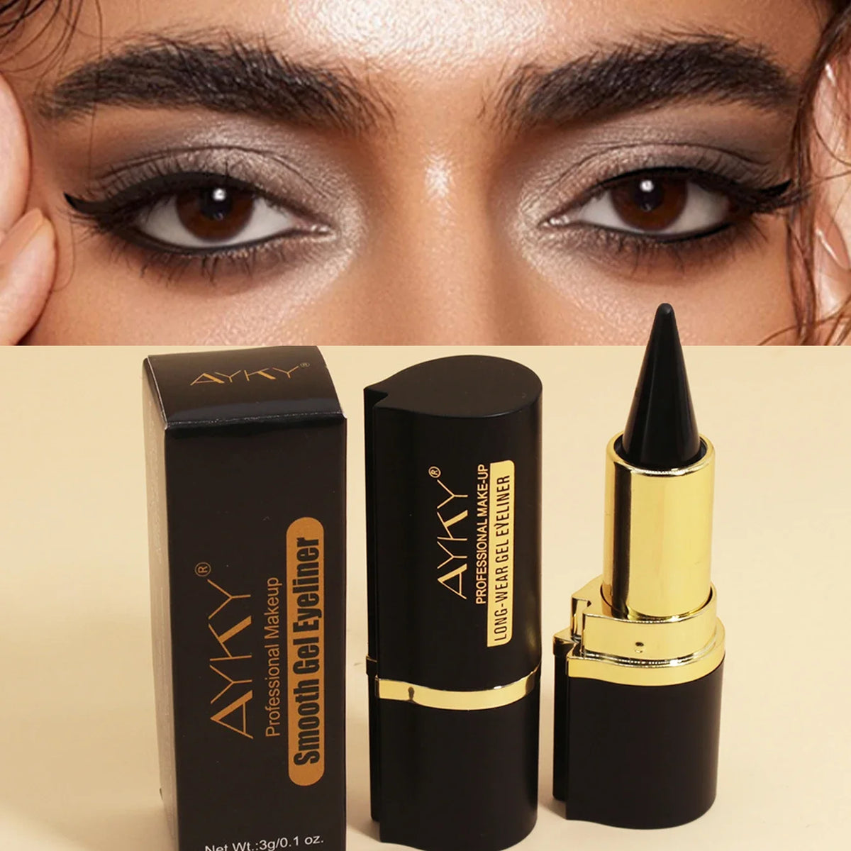 Smooth Gel Eyeliner Stick Waterproof Silver Black High Pigment Smudge Proof Eye Liner Pen Multi-use Eye Shadow Makeup Cosmetics