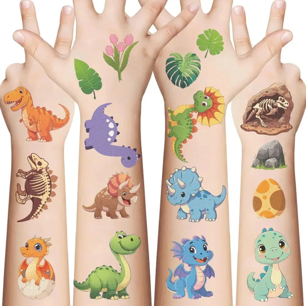 10pcs Cartoon DinosaurTemporary Tattoo Kids Stickers Face Body Transfer Fun Party Gift