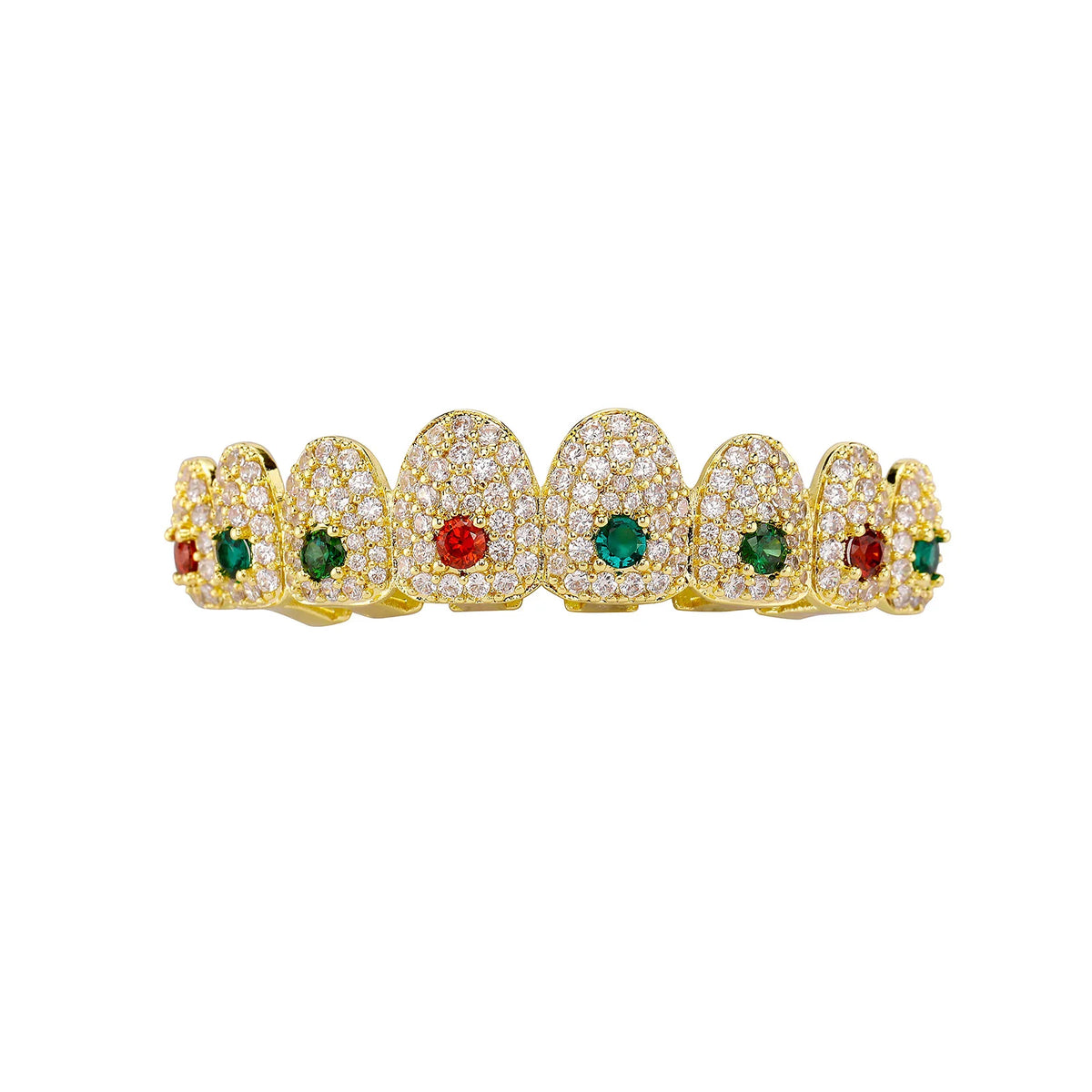 JINAOHip Hop Full Iced Out Colorful CZ stone Rainbow Grillz 8 Teeth Men Women Top&Bottom Grill Punk Rapper Halloween Christmas
