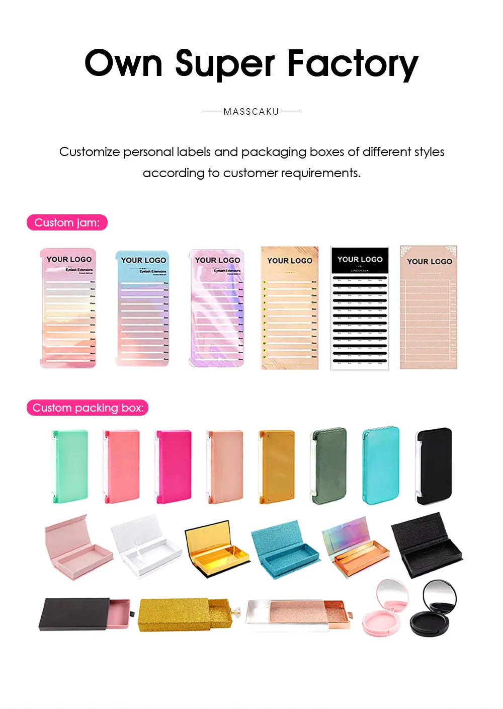 MASSCAKU 3D 4D 5D L/LU/M U-Shaped Eyelash Extensions Handmade Full Dense Clusters Makeup Products Natural Individual Lashes