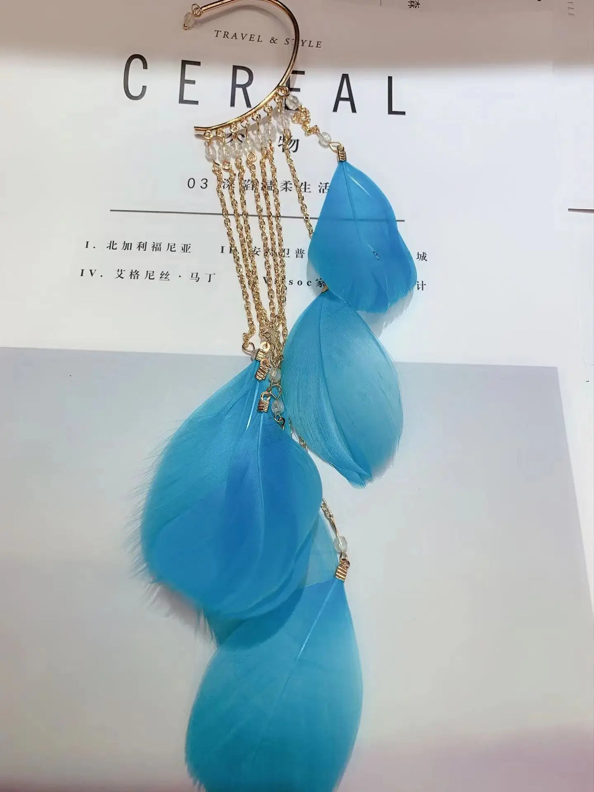 Bohemian Colour Feather Ear Hook Clip on Earrings Without Piercing for Women Accessories Long Tassels Cuff Earring Jewelry