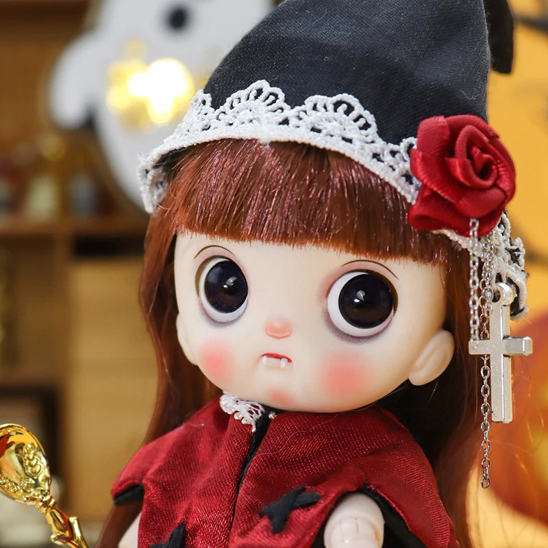 2026 Halloween Doll New OB11 BJD Witch Suit Dress bjd Doll Accessories Blood Makeup Equipment Horror Cute Girl Dress 13cm Gift