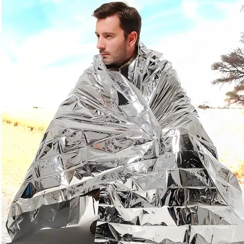 4 pcs Emergency Blanket Outdoor Survive First Aid Military Rescue Kit Windproof Waterproof Foil Thermal Blanket for Camping