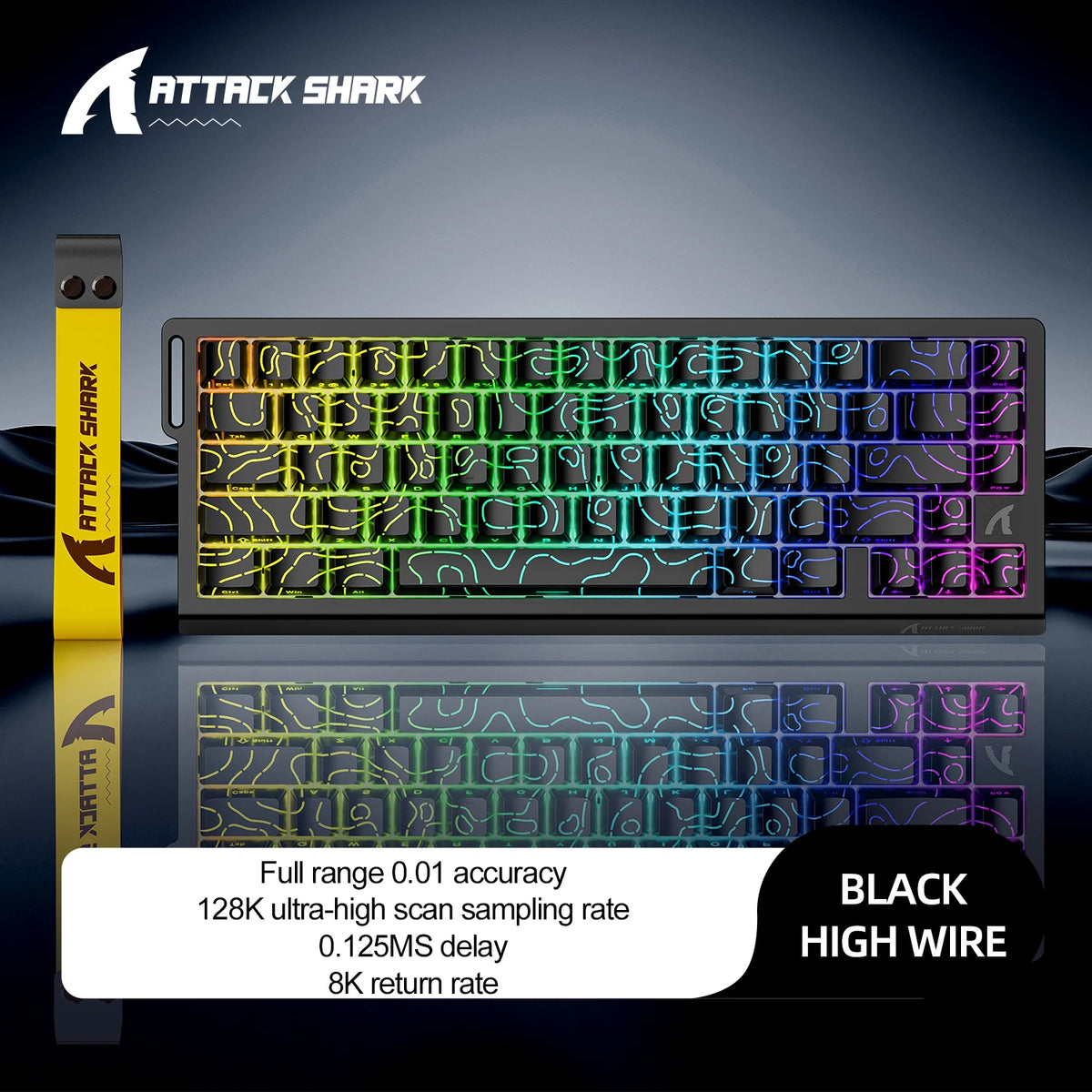 ATTACK SHARK X68HE Wired Magnetic Gaming Keyboard, 8000Hz Polling, 128K Scan Rate, 0.01mm RT, RGB, PBT Keycaps for PC Use