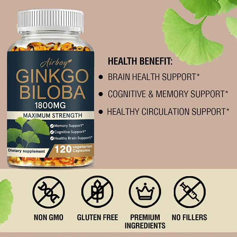 Ginkgo Biloba - Improves Concentration, Memory and Learning, Promotes Brain Health, Improves Clarity