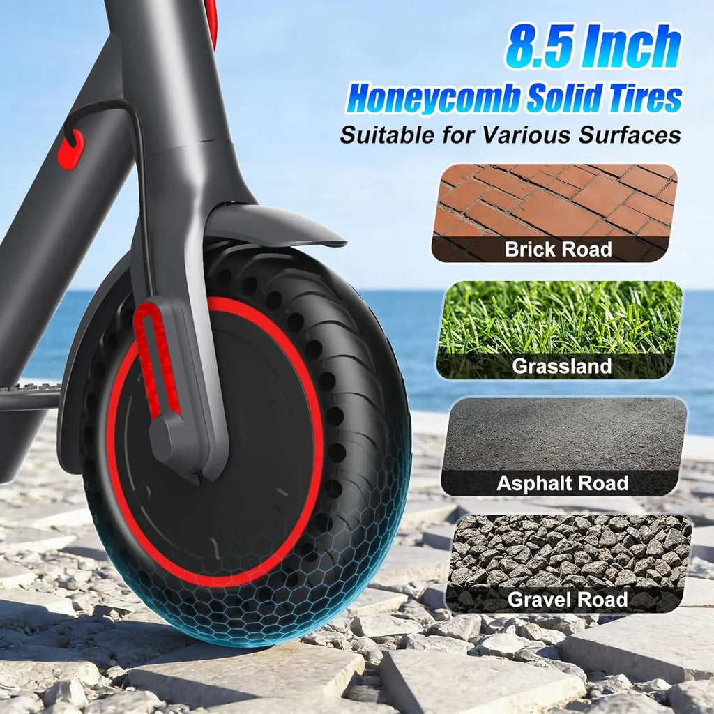 OBX 350W Motor Folding Electric Scooter For Adults 36V 5.2AH Battery Rang 8.5'' Solid Tire 18MPH 15Miles Long Range APP Control