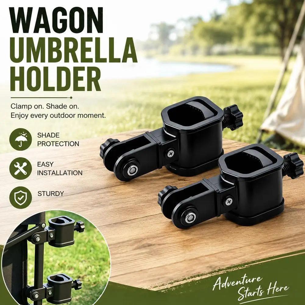Dual Clamp Wagon Umbrella Holder Universal Camping Folding Cart Parasol Mount Bracket Stable Sun Shade Fixing Accessories
