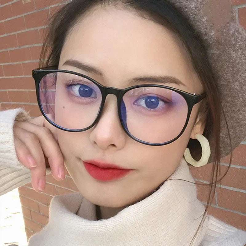 Transparent Computer Plano Glasses Round Frame for Women Men Anti Blue Light Clear Eyewear Blocking Optical Spectacle Eyeglasses
