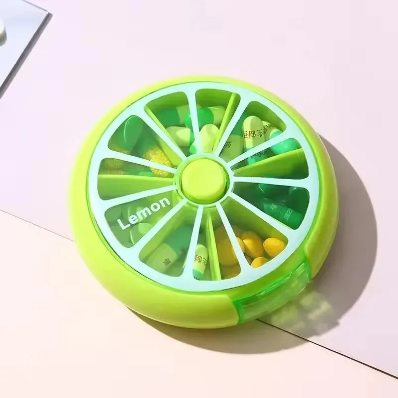 Portable Pill Box Weekly Rotating Split Fruit Points Drug Carry With You Mini Medicine Boxs Medicine Travel Pillbox