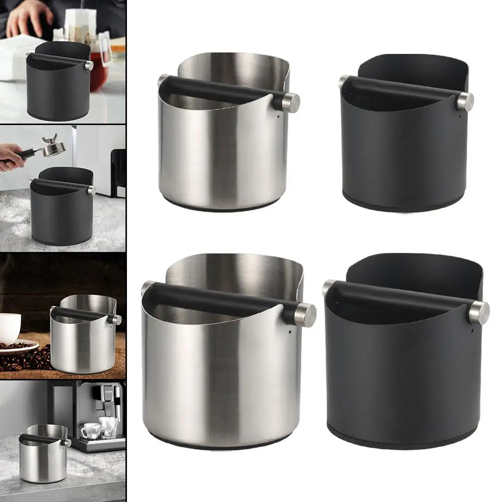 Stainless Steel Knock Box for Coffee with Removable Knock Bar Espresso Bin for Home Kitchen Office Espresso Machine Accessories