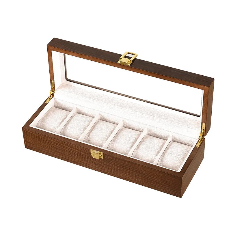 Luxury Handmade Wood 6/10/12Grids  Watch Clock Box for Men's and Women's Jewelry Storage Packaging Box Watch Organizer Display