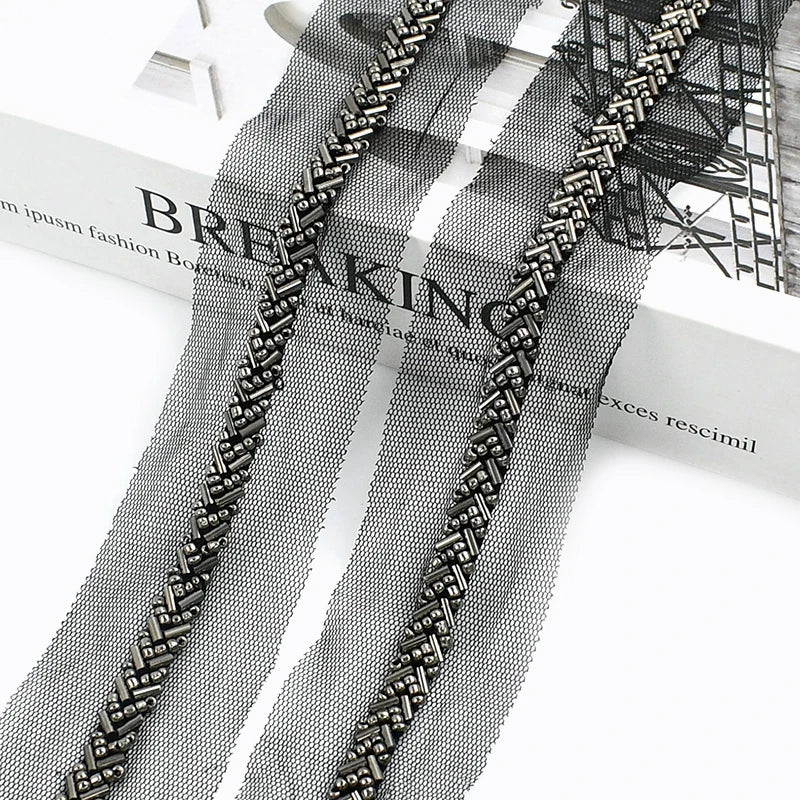 2/5/10Yards 7mm Beaded Lace Ribbon Sewing Wedding Dresses Laces Trim Decorative Trimmings Stitching Fabric DIY Crafts Materials