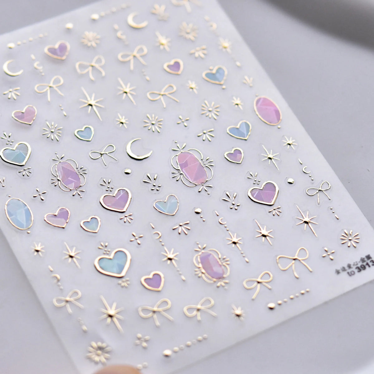 1pcs 5D Shell Light Nail Stickers Fashion Gold Border Love Heart Bowknot Moon Star Art Decal High Quality Manicure Decorations