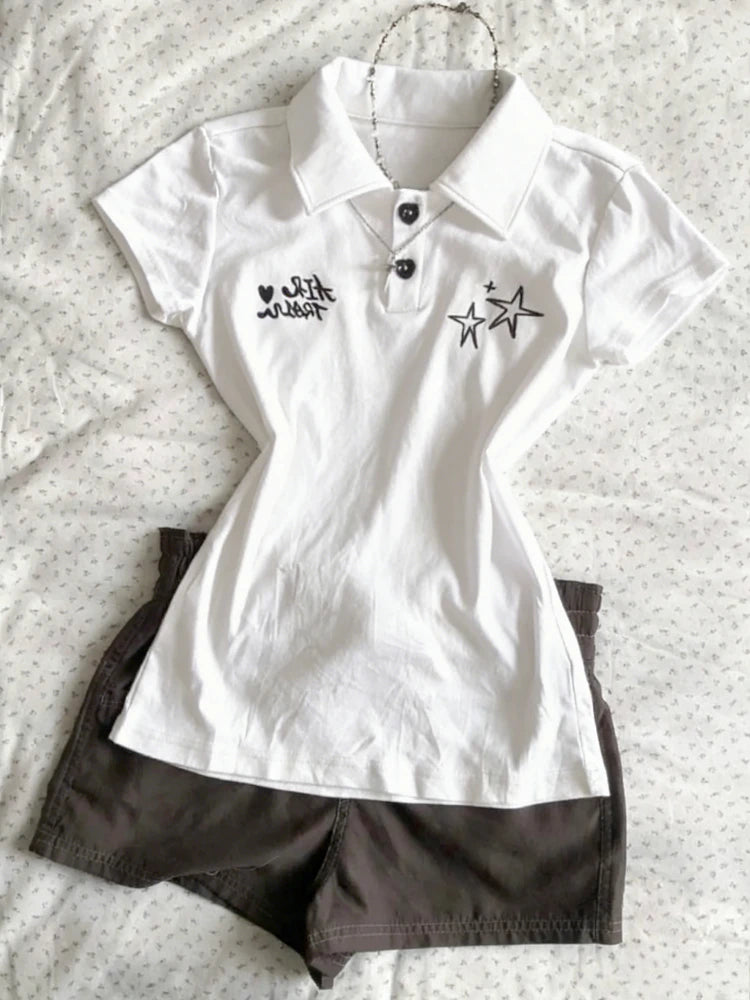 2026 American Vintage T-shirts Women Short Sleeve Retro Bodycon Y2k Crop Top Office Lady Korean Fashion Harajuku Subculture Tees