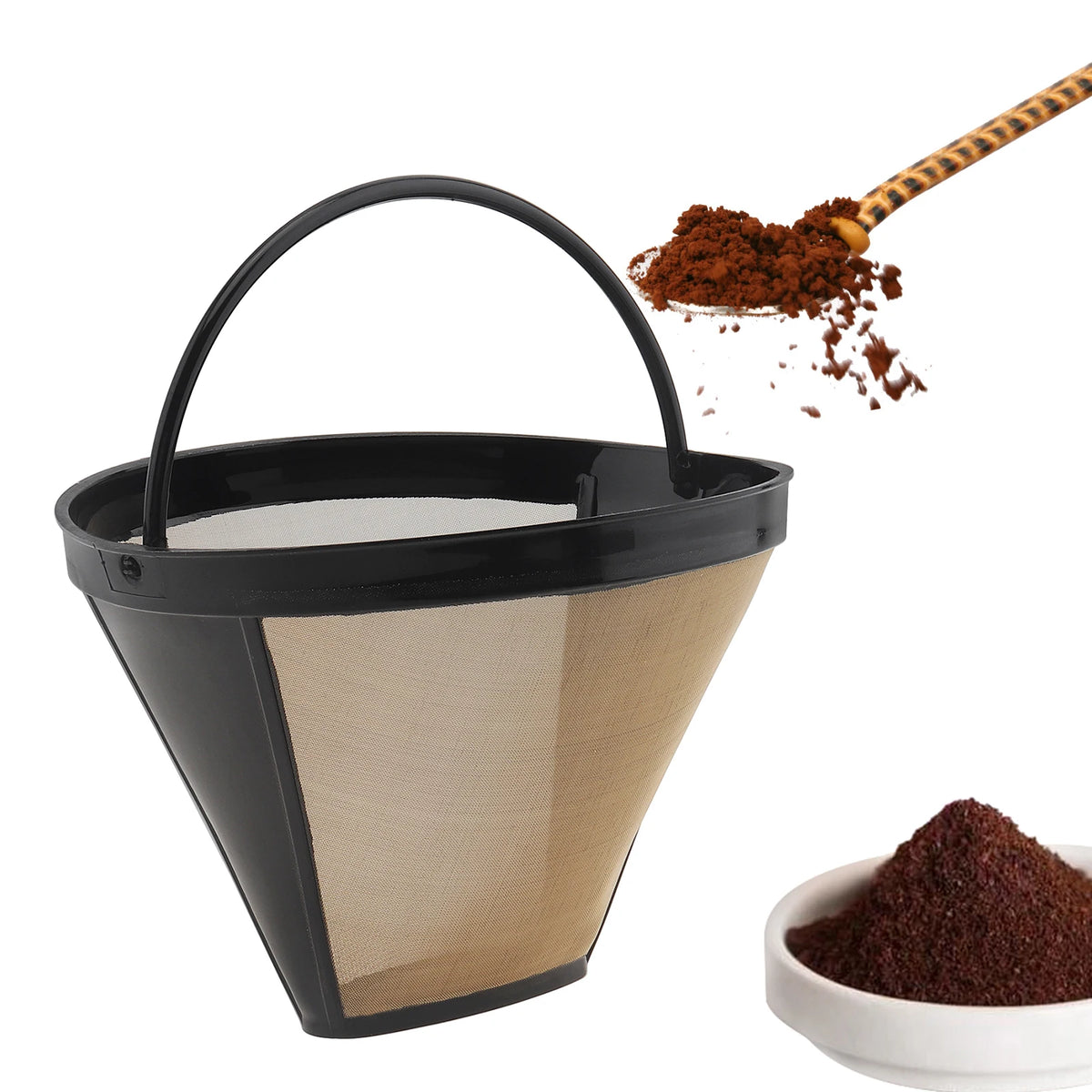 10-12 Cups Reusable Coffee Filters Universal Coffee Filter Basket Coffeeware Spoon Strainer Tea Brewer Home Kitchen Accessories