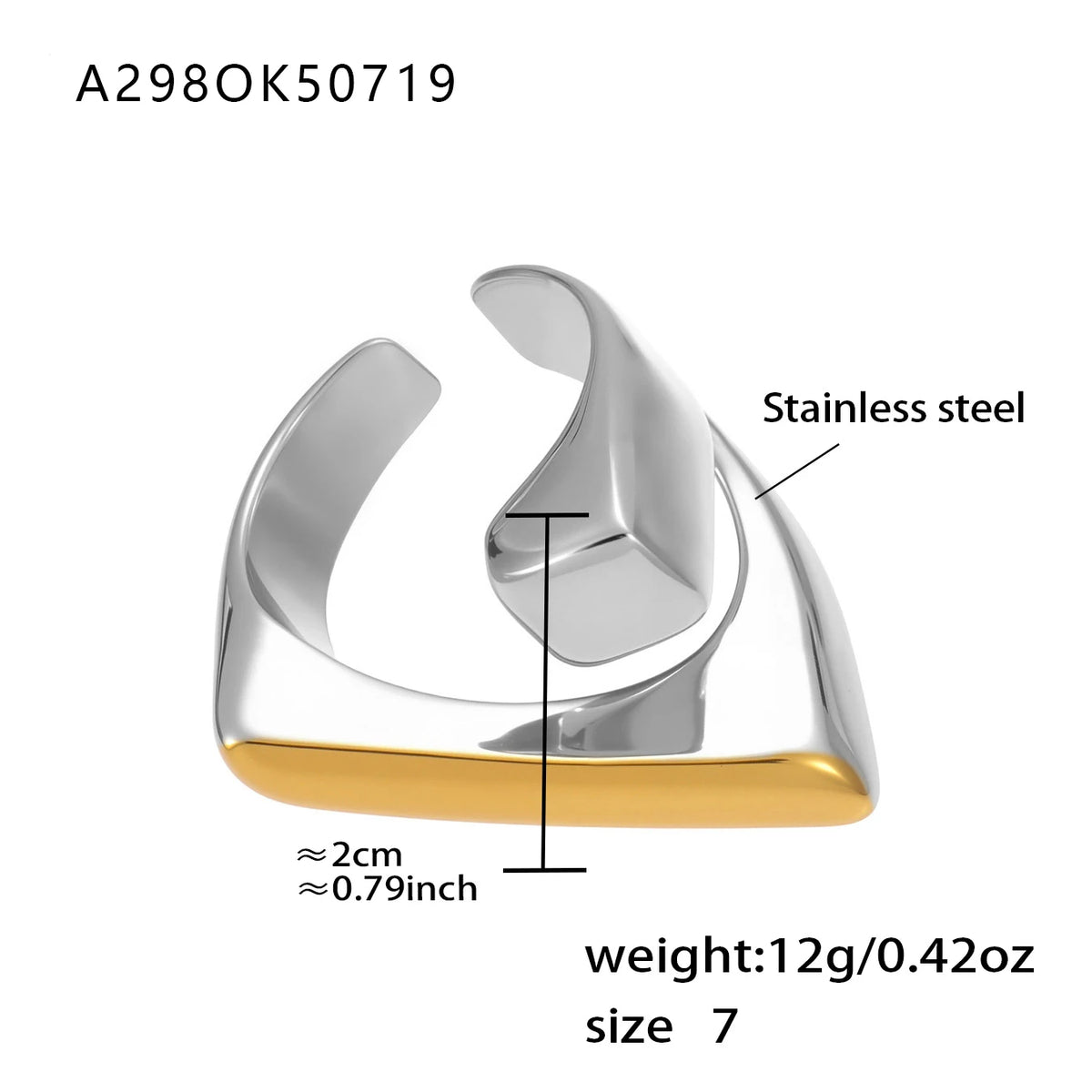 Multi-style Waterproof Gold Color Silver Chunky Ring Women's Geometric 316 Stainless Steel Ring Femme Finger Fashion Jewelry
