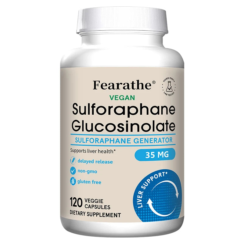 Sulforaphane Glucosinolate Capsules - Broccoli Seed Extract with Myrosinase, Liver Detox & Cellular Health Support, 120 Counts