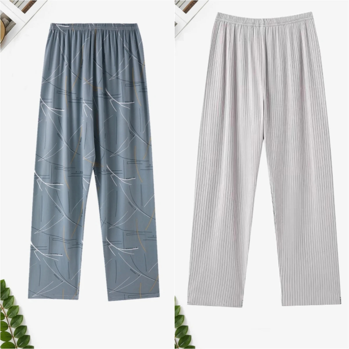 Men's Pajama Pants Thin Home Trousers Loose Large Size Spring and Autumn Summer Thin Casual Home Trousers