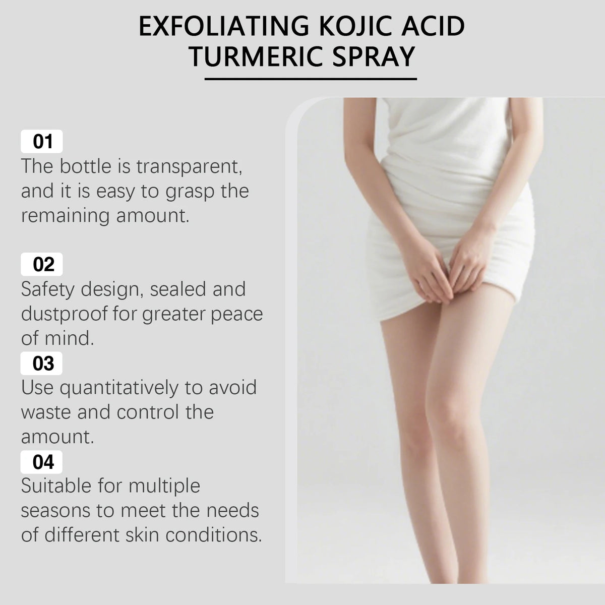 Exfoliating Peeling Spray Kojic Acid Turmeric Remove Dead Skin Brighten Complexion Smooth Skin Texture Gentle Exfoliating Spray