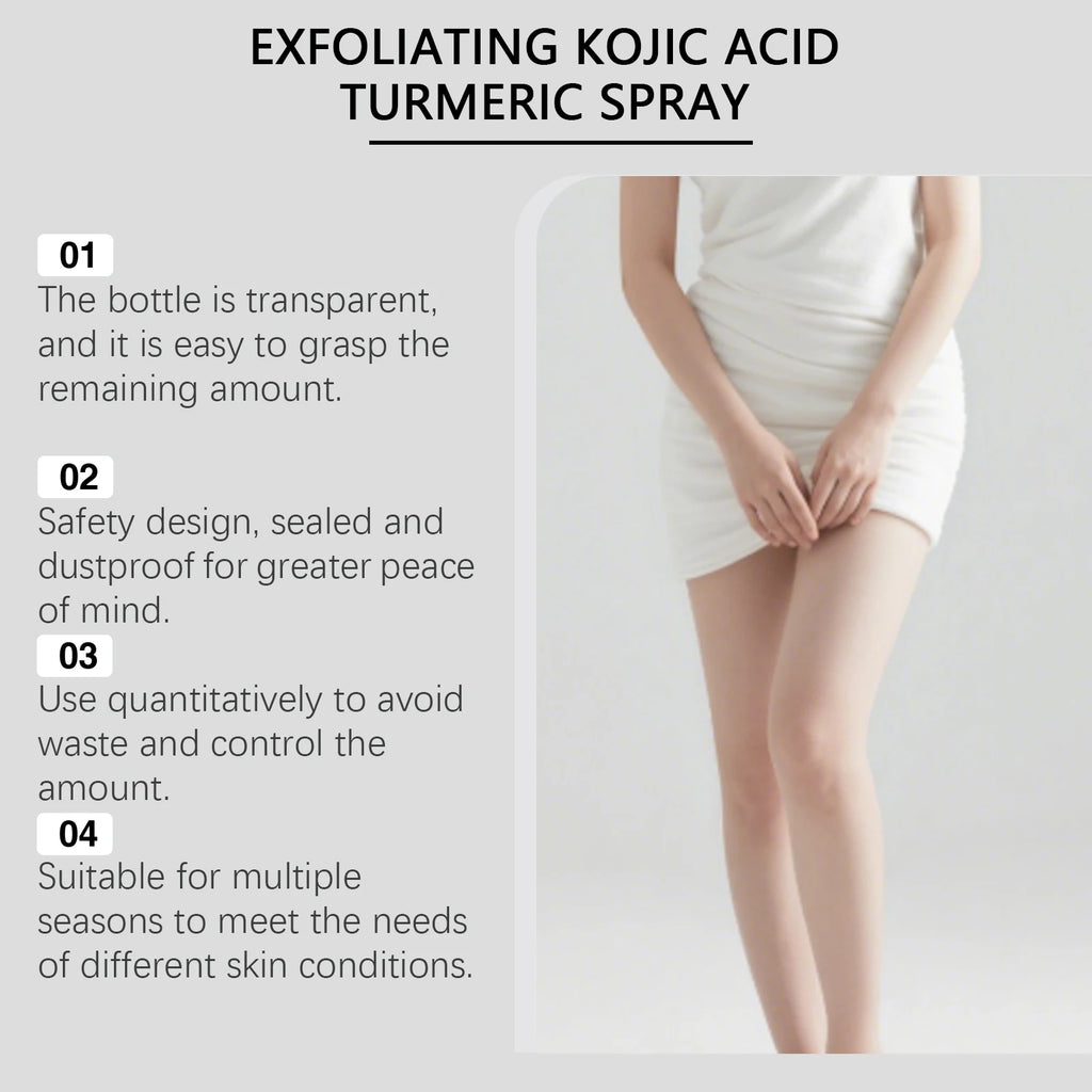 Exfoliating Peeling Spray Kojic Acid Turmeric Remove Dead Skin Brighten Complexion Smooth Skin Texture Gentle Exfoliating Spray