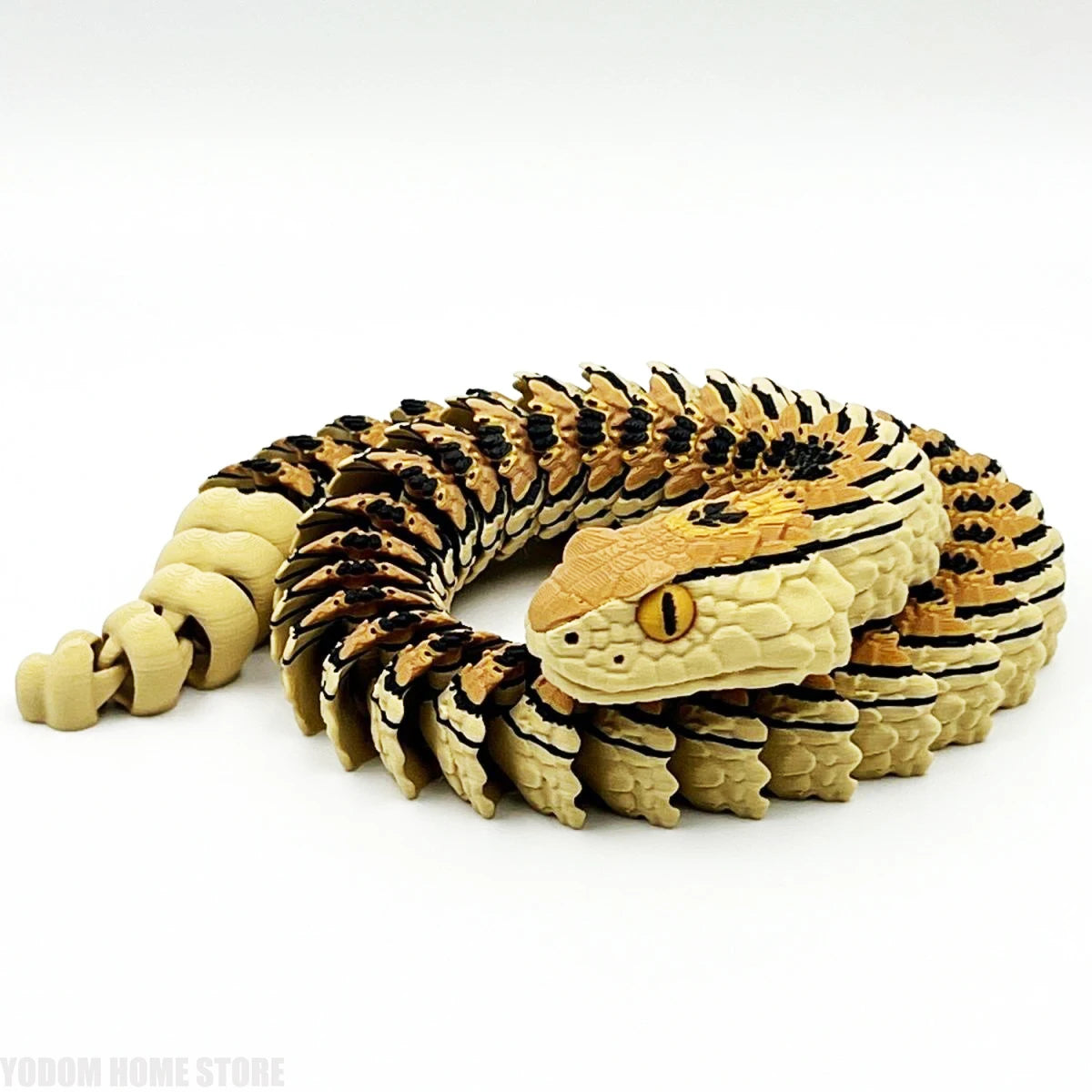 3D Printed Rattlesnake with Teeth Multi-jointed Movable Home Decor Kids Halloween Scare Desk Accessory Delicate Design