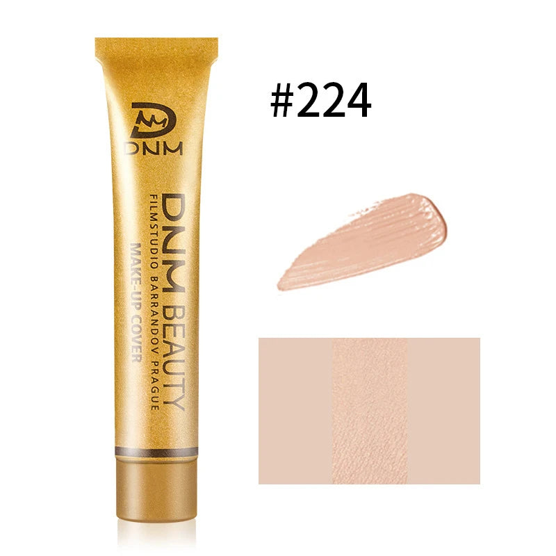 2-in-1 Full Coverage Concealer & Foundation, Gold Tube Cream For Dark Circles Tattoos Freckles Redness, Even Skin Tone