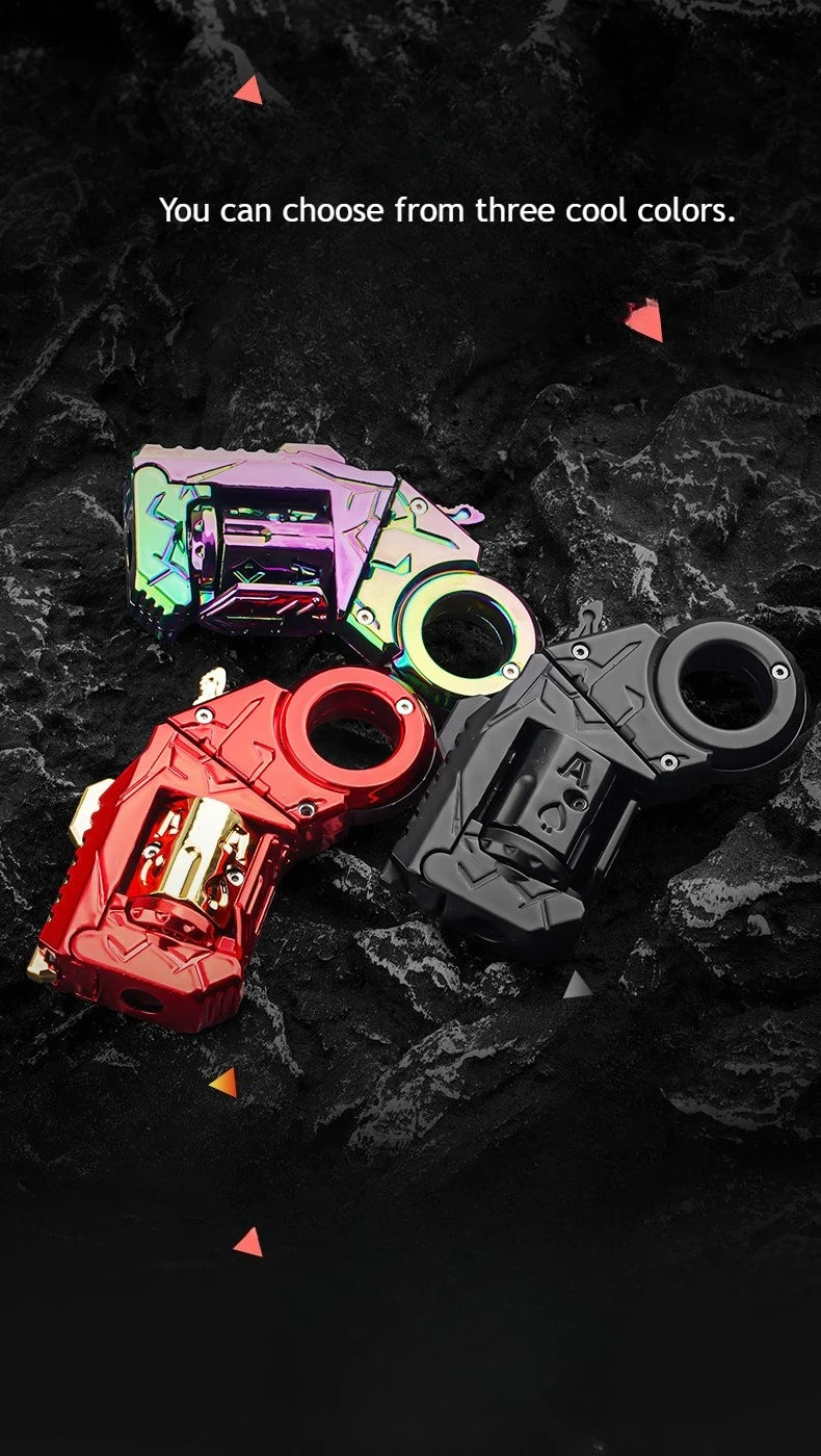 Novelty Fidget Toy Alloy Mini Shell Ejecting Gun Hand Spinner Fun Stress Relief Multiple Modes Christmas Birthday Gift for Boys