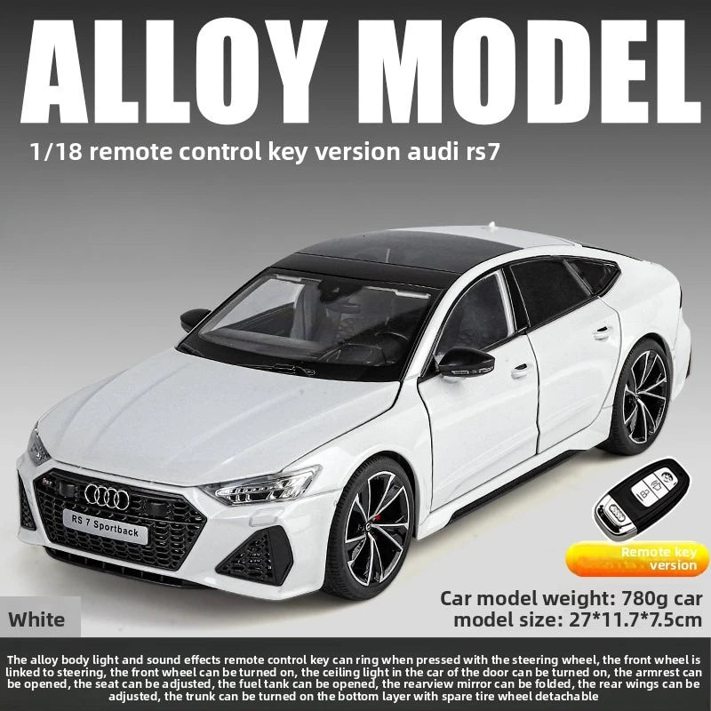 1:18 RS7 Sportback Black Warrior Supercar Diecast Alloy Model Car Remote Control Sound & Light Collect Hobby Model Ornament Gift