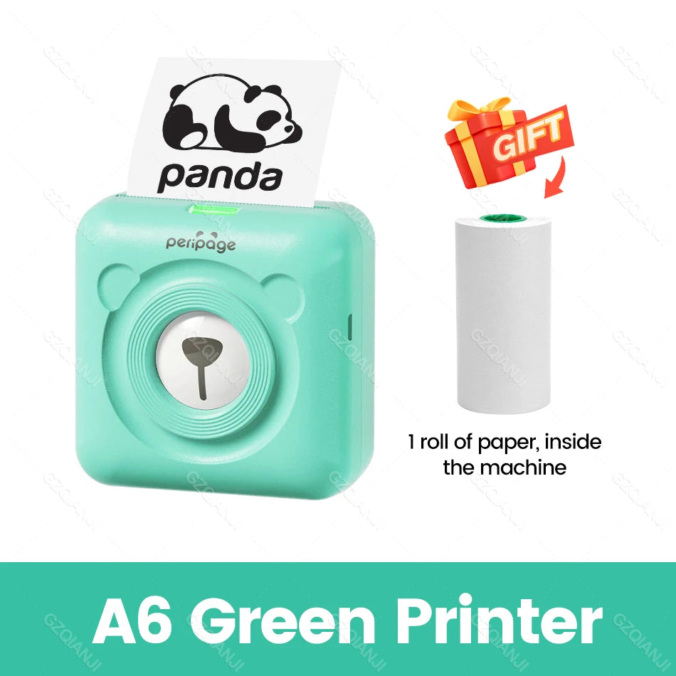 PeriPage A6 Mini Portable Thermal Printer Photo Pocket Label Sticker Printer Color Paper Roll 58mm Wireless Picture Print Maker