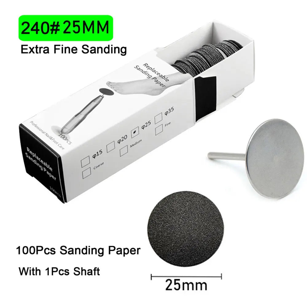 100Pcs Sandpaper With Metal Nozzle For Foot Files Dead Skin Callus Remove Tool Cuticle Pedicure Tool Sanding Paper Set