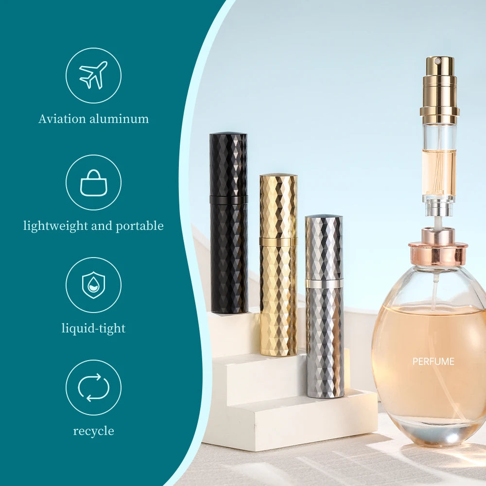 Luxury Premium Class Diamond Mini Travel Portable Bottom Filling Refillable Perfume Bottle Mini Spray Bottle 5ml Atomizer 1pcs