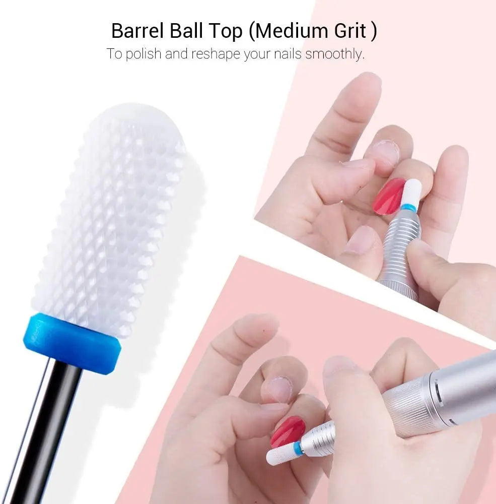 7 Pcs/Set Ceramic Milling Cutters  For Manicure Combined Nail Drill Bits Kit Removing Gel Polishing Tools
