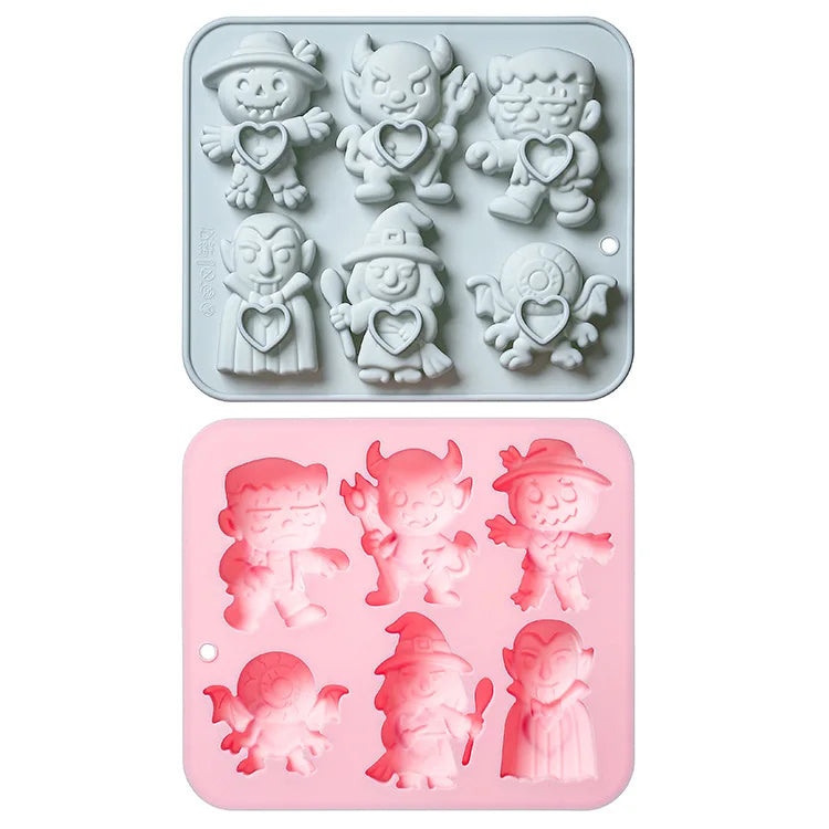 6 Cavity 6 Different Halloween Theme Silicone Mold 3d Demon, Wizard, Vampire Candy Chocolate Mould Epoxy Resin Mold Cake Decor