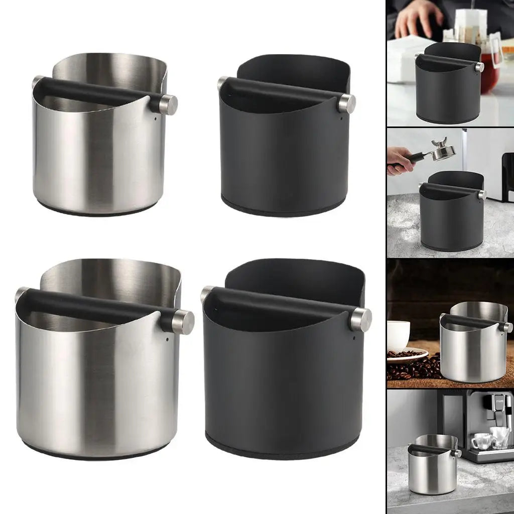 Stainless Steel Knock Box for Coffee with Removable Knock Bar Espresso Bin for Home Kitchen Office Espresso Machine Accessories