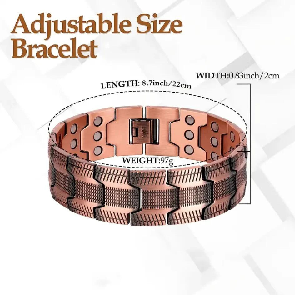 1PCS 3X Copper Bracelet for Men Pure Copper Magnetic Bracelet for Joint Pain with Strength Magnets Therapy Jewelry Gifts For Men