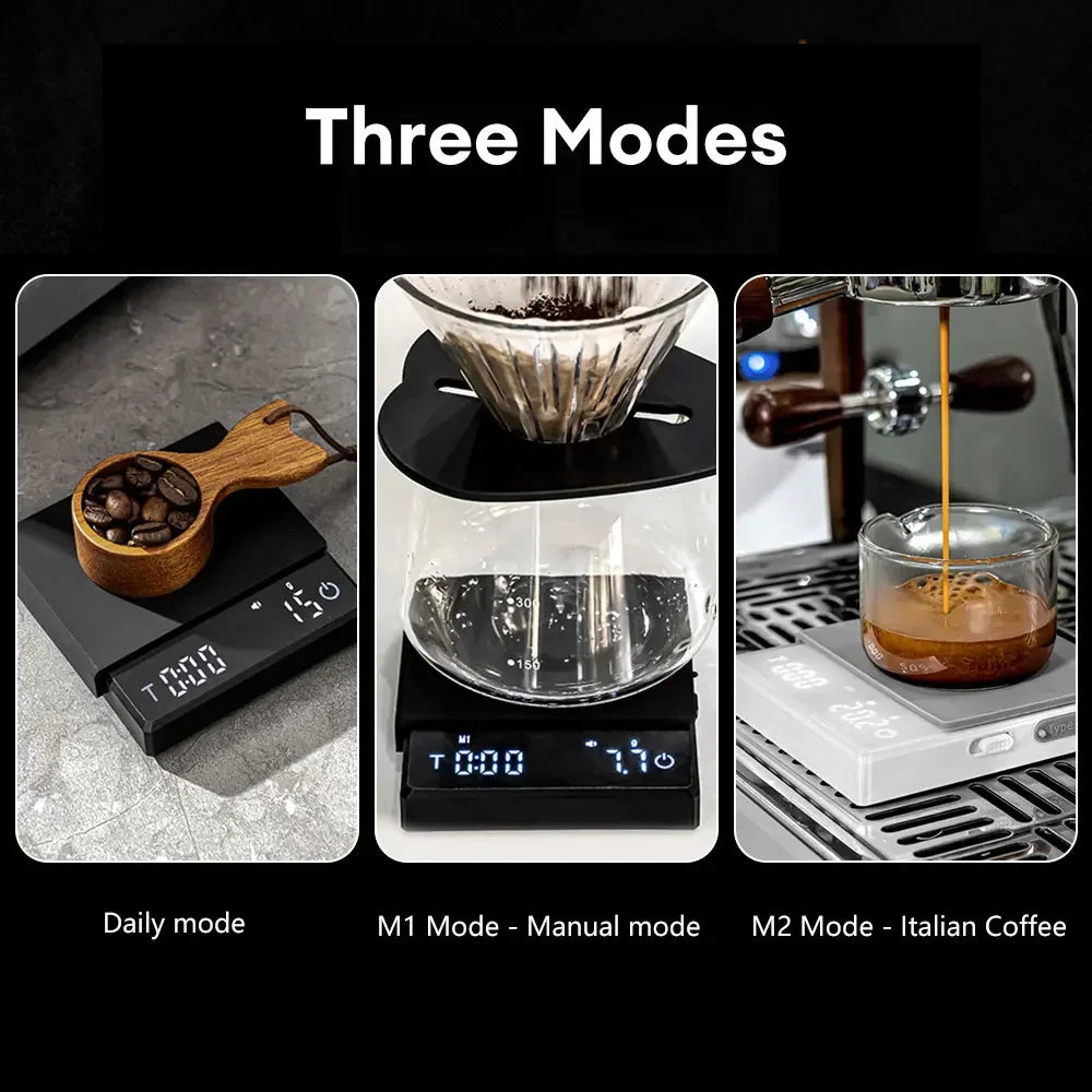 Youpin Kitchen Coffee Scale with Timer Rechargeable Digital Scale 0.1g High Precision 3 Modes Drip Espresso Scale Barista