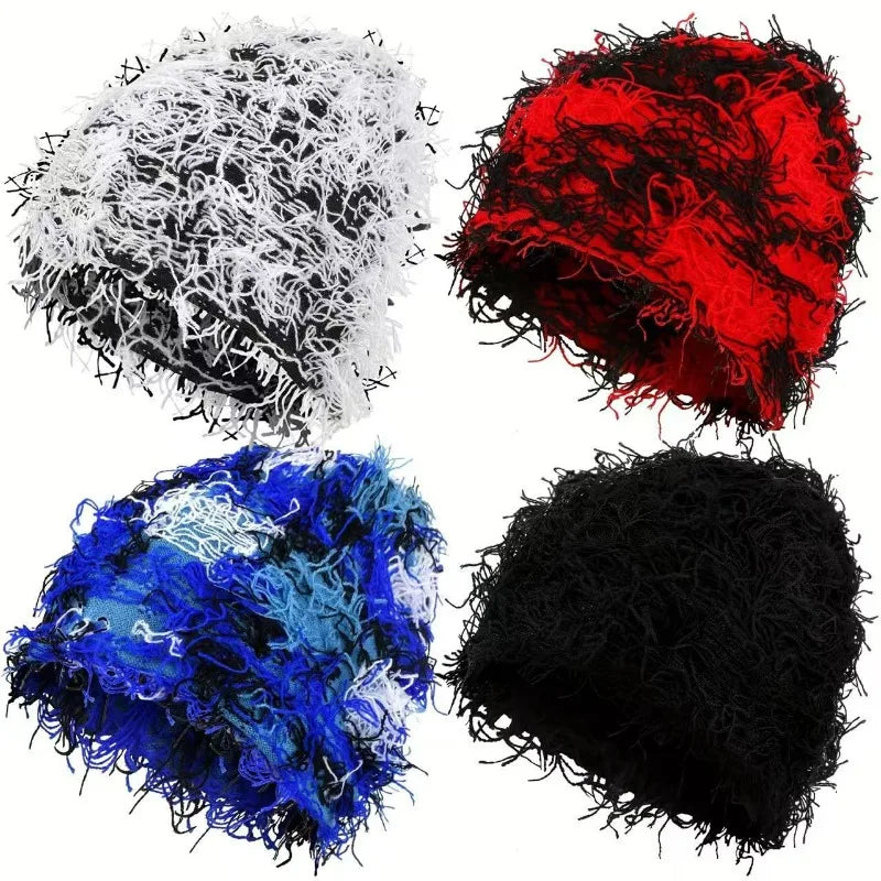 1pc Distressed Camouflage Beanie Fuzzy Winter Hats Thick Warm Head Caps Snow Hats Skull for Men Outdoor Ski Knit Cap Fall Outfit
