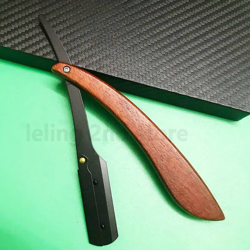 Wood Men Shaving Barber Tools Hair Razor Folding Shaving Knife Stainless Steel Straight razor Holder