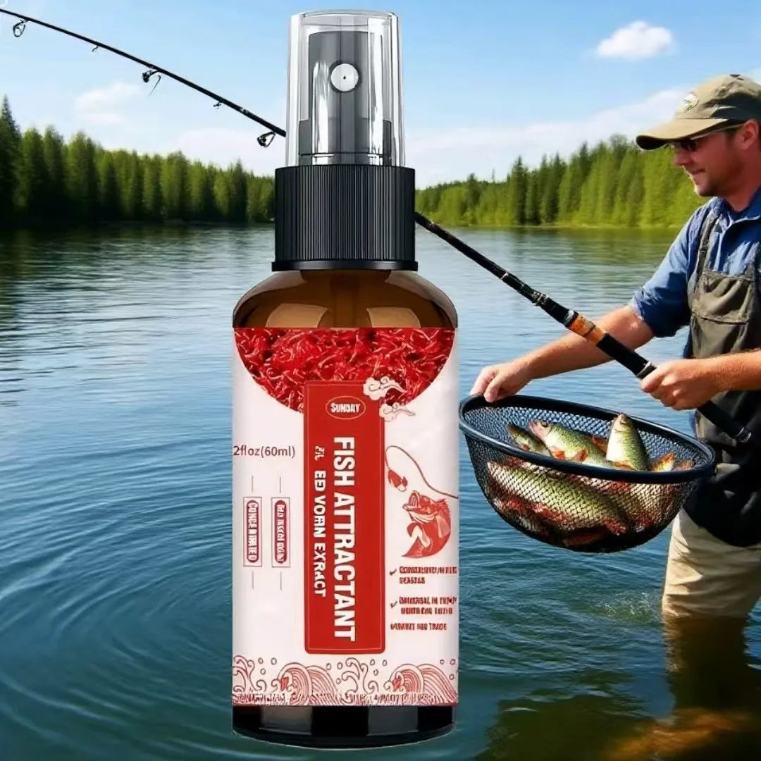 Powerful Fishing Bait Spray-Red Worm Liquid Attractant with Nozzle, Suitable for Freshwater/Salt Water Angling–Long Lasting Lure